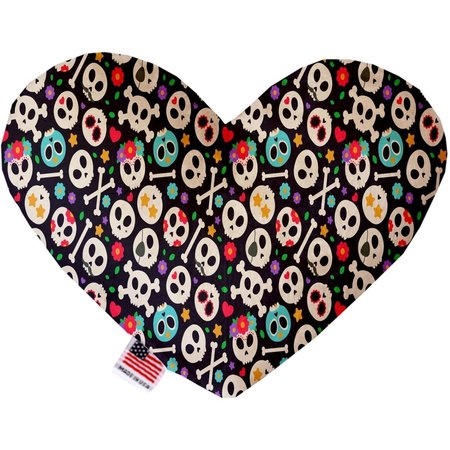 MIRAGE PET PRODUCTS Dia De Los Muertos Skulls 6 in. Stuffing Free Heart Dog Toy 1348-SFTYHT6